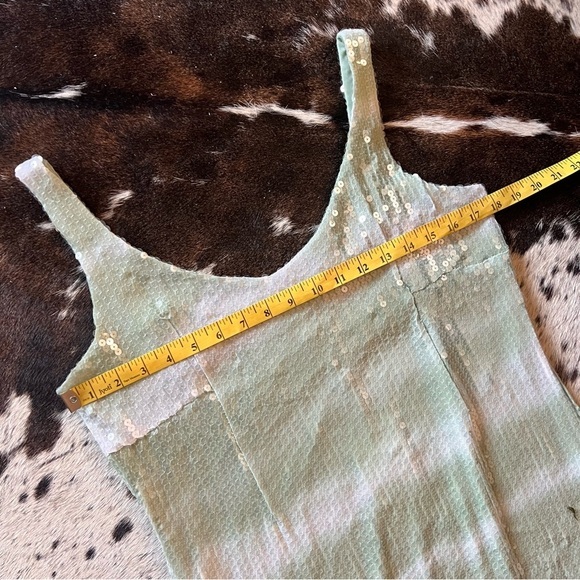 CAROLINE CONSTAS NWT Mint Green Ombre Sequin V-Neck Sleeveless Midi Dress Size M - Picture 7 of 12